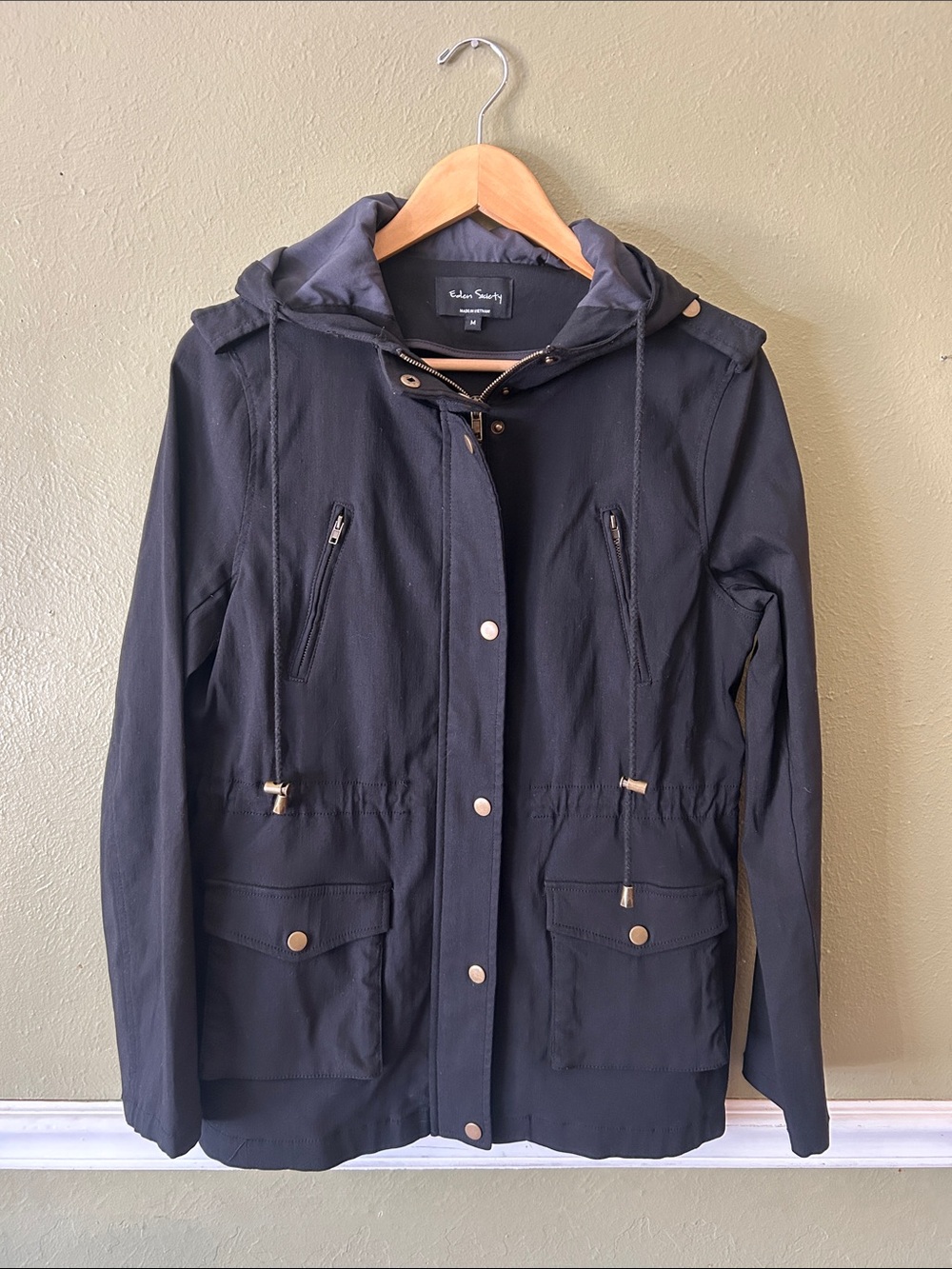 Eden Society Black Hooded Utility Jacket